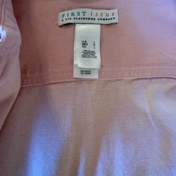 Liz Claiborne pink  Denim Jacket  floral trim Women's Large Ex. Cond - Picture 13 of 14